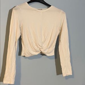 White Long Sleeve with Knotted Front